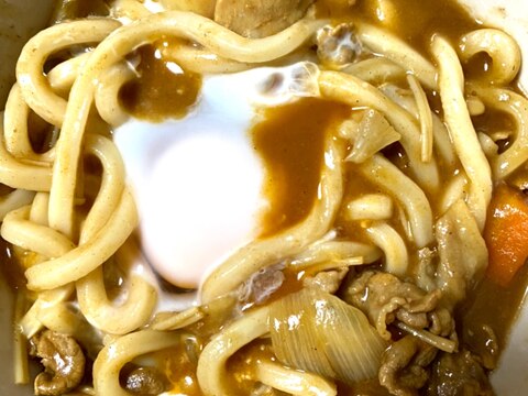 レンジで半熟卵カレーうどん